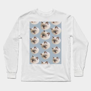 1980s Kawaii kitty funny crazy angry birman cat Long Sleeve T-Shirt